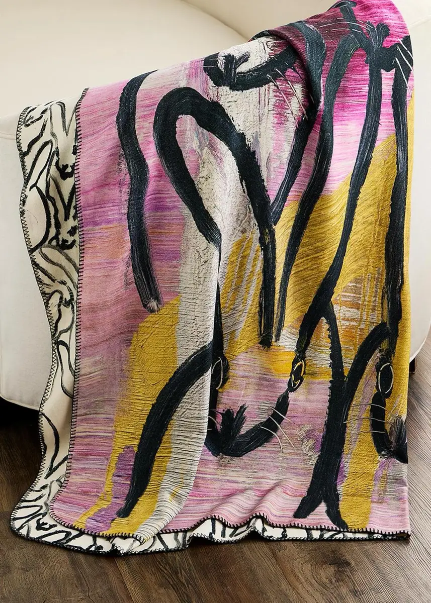 Hunt Slonem Best Bunnies Reversible Throw Blanket, 60" x 80" | Thumbnail 3 Hunt Slonem Best Bunnies Reversible Throw Blanket, 60" x 80" | Thumbnail 3