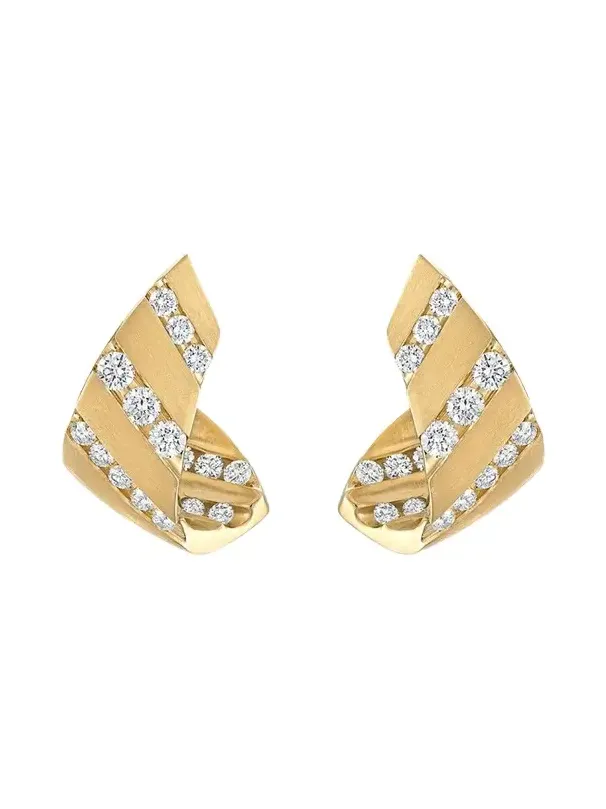 Nexus 18K Yellow Gold Alternating Diamond Huggie Earrings Nexus 18K Yellow Gold Alternating Diamond Huggie Earrings