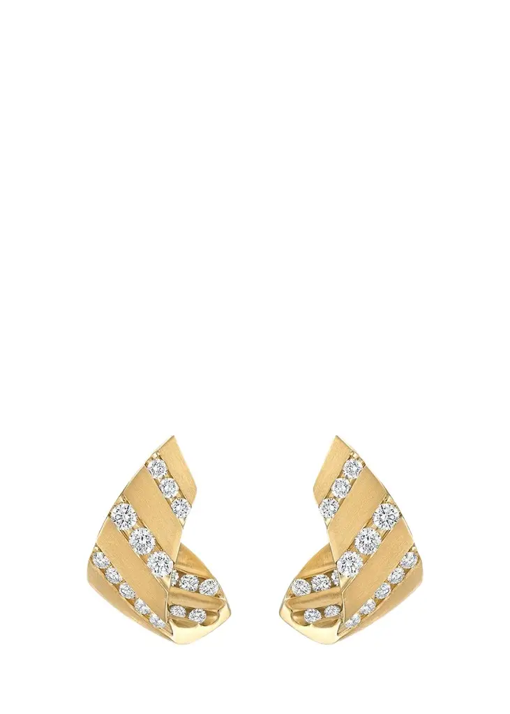 Nexus 18K Yellow Gold Alternating Diamond Huggie Earrings