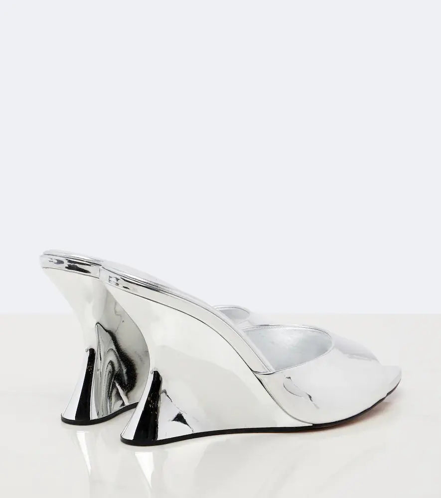 Aquazzura Bisous mirrored leather wedge mules | Thumbnail 2 Aquazzura Bisous mirrored leather wedge mules | Thumbnail 2