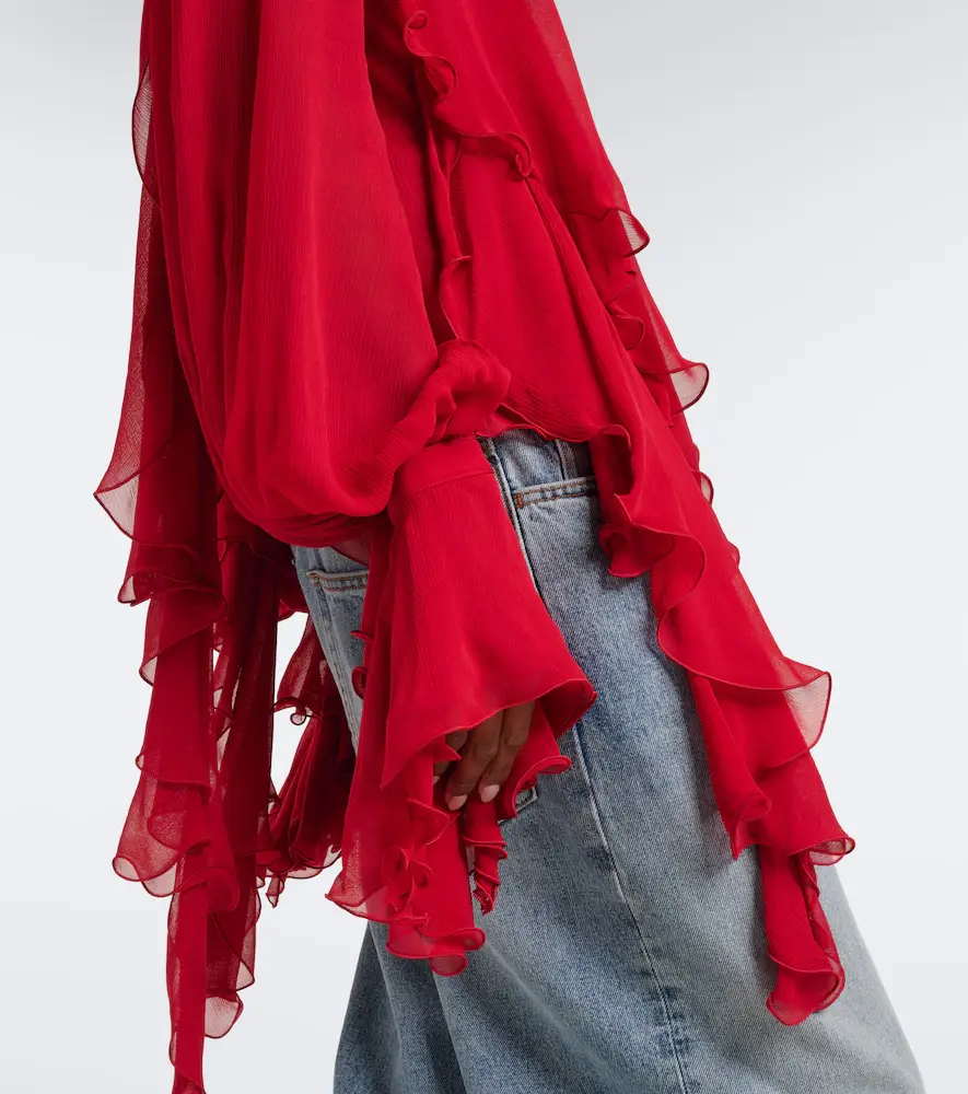 BLUMARINE Ruffled crêpe blouse | Thumbnail 6 BLUMARINE Ruffled crêpe blouse | Thumbnail 6