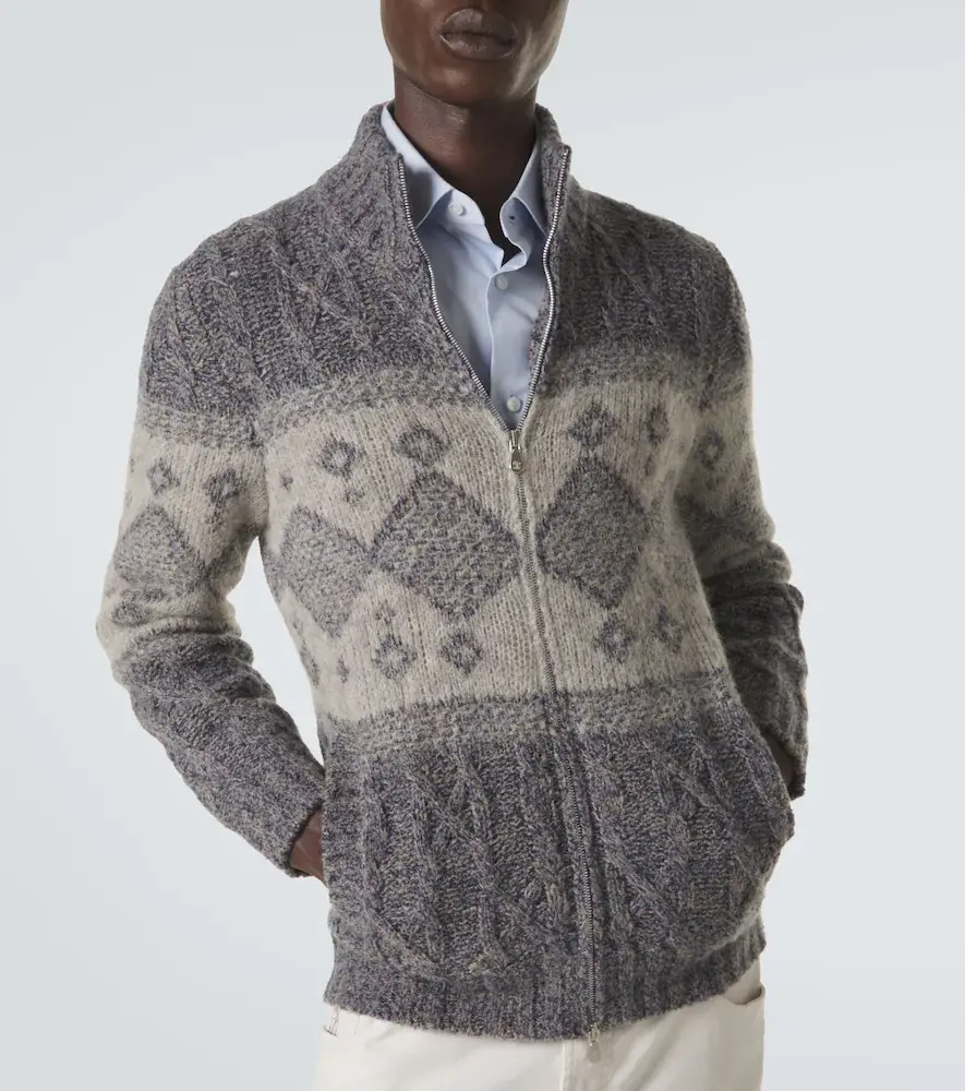 Brunello Cucinelli Fair Isle wool, silk, and cashmere cardigan | Thumbnail 3 Brunello Cucinelli Fair Isle wool, silk, and cashmere cardigan | Thumbnail 3