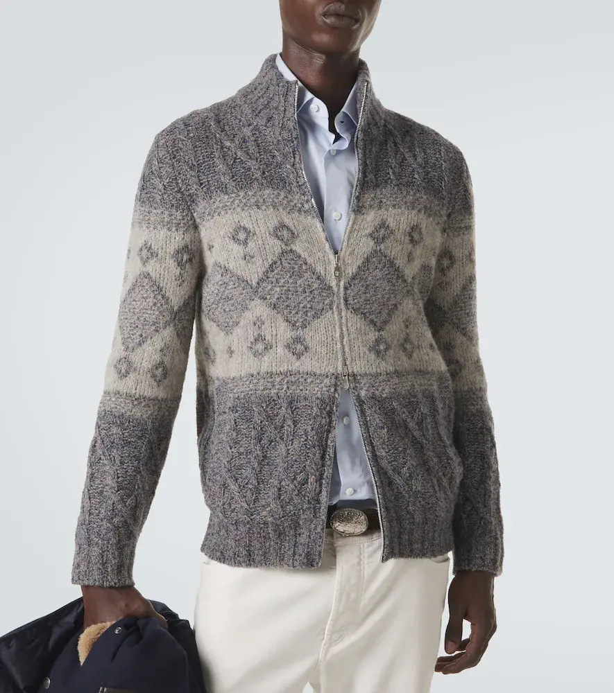Brunello Cucinelli Fair Isle wool, silk, and cashmere cardigan | Thumbnail 4 Brunello Cucinelli Fair Isle wool, silk, and cashmere cardigan | Thumbnail 4