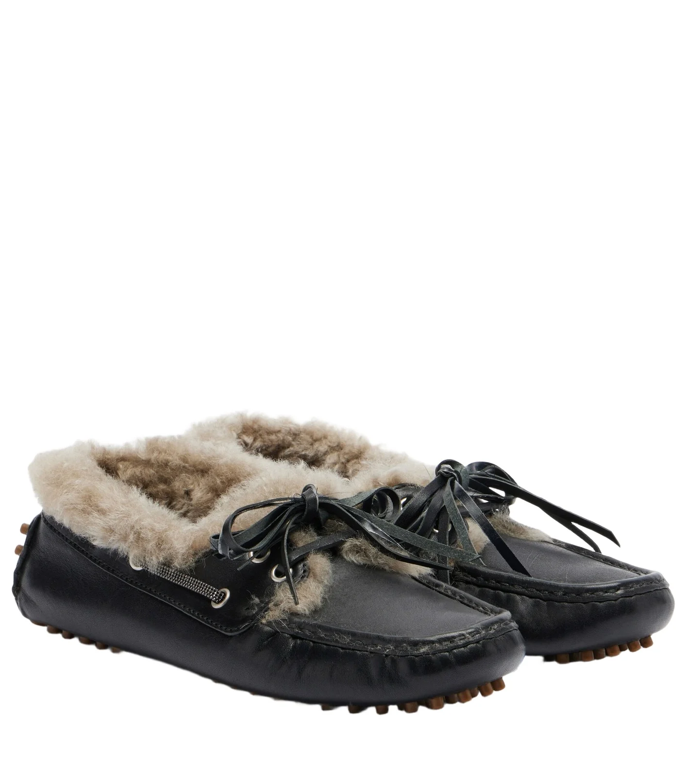 Monili shearling boat shoes