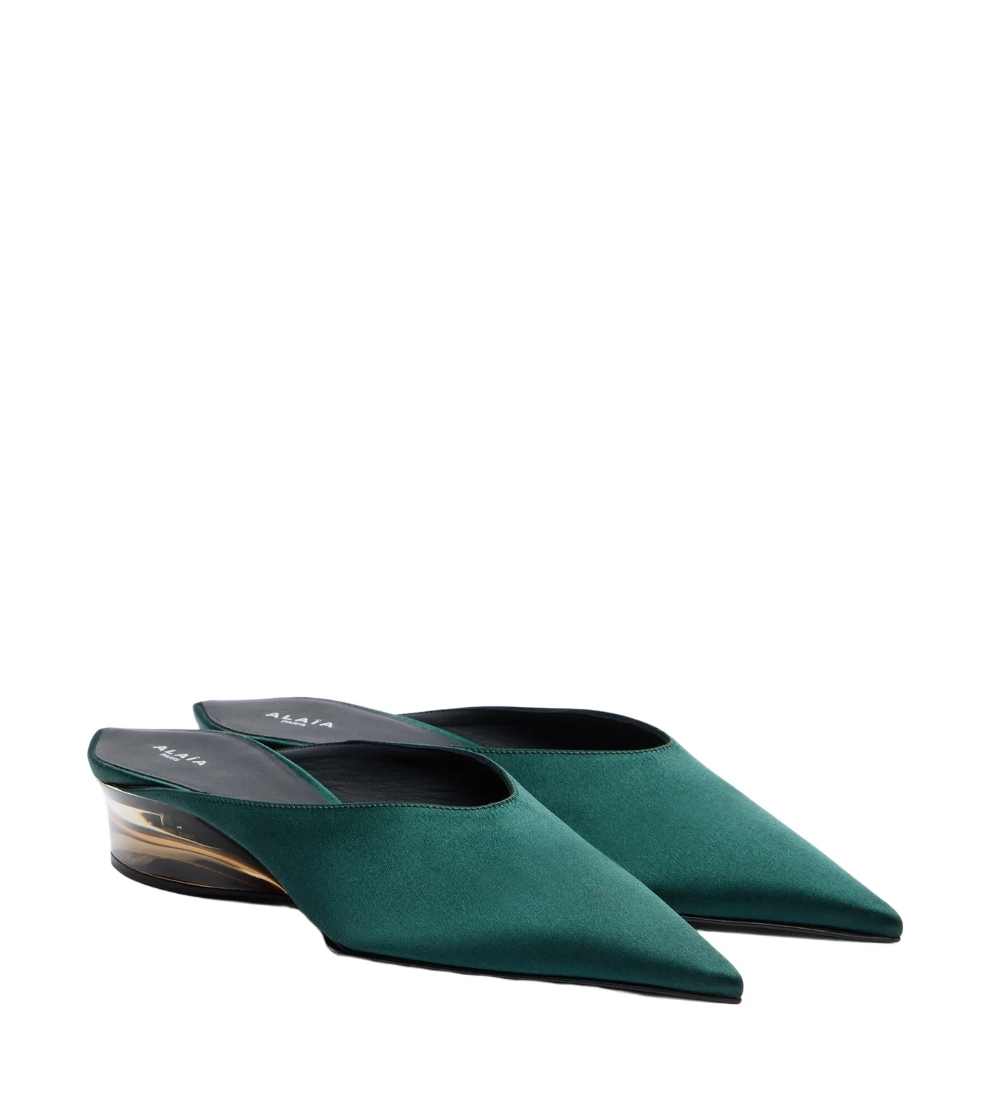 Alaïa Invisible satin wedge mules
