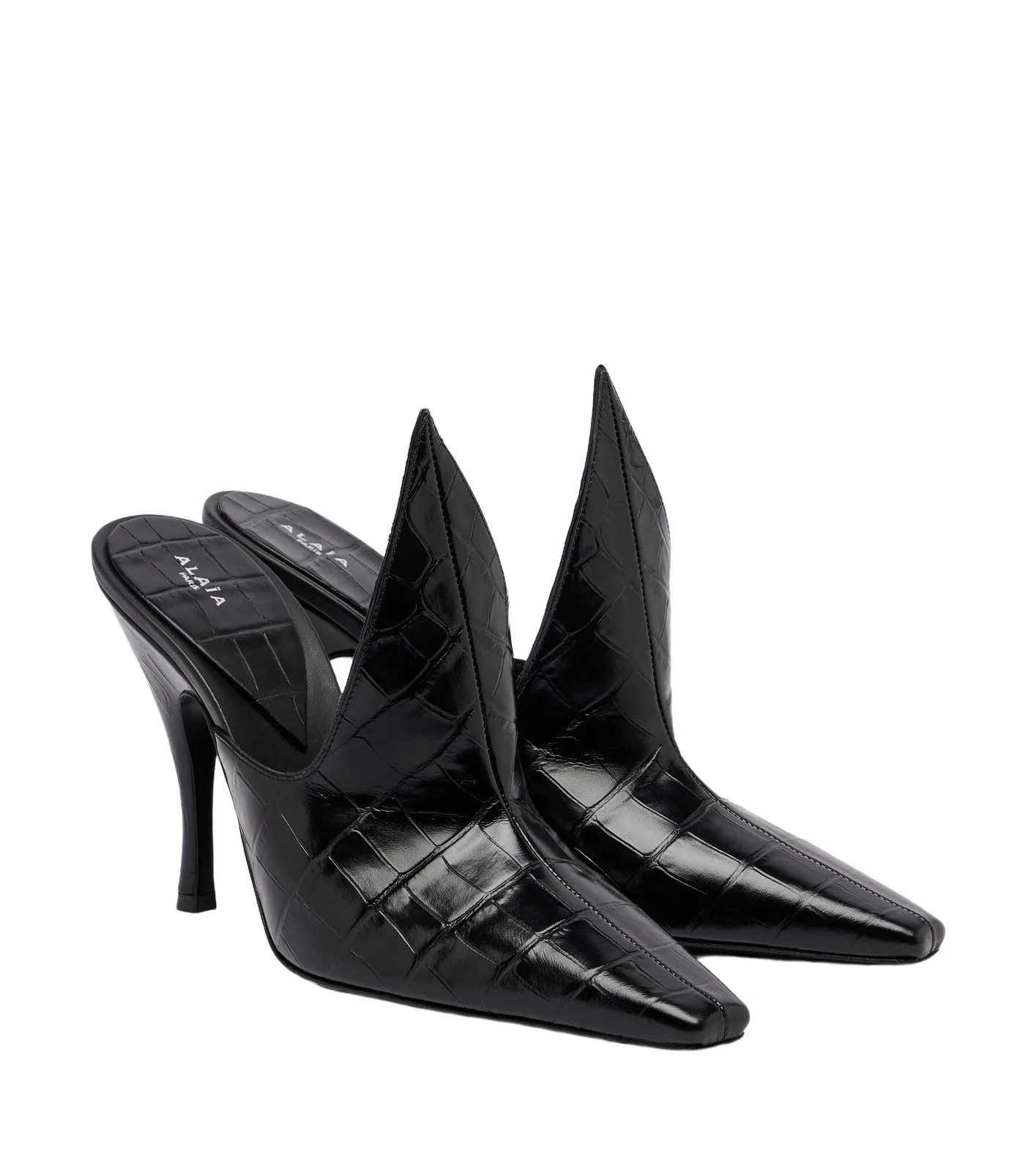 Alaïa Croc-effect leather mules