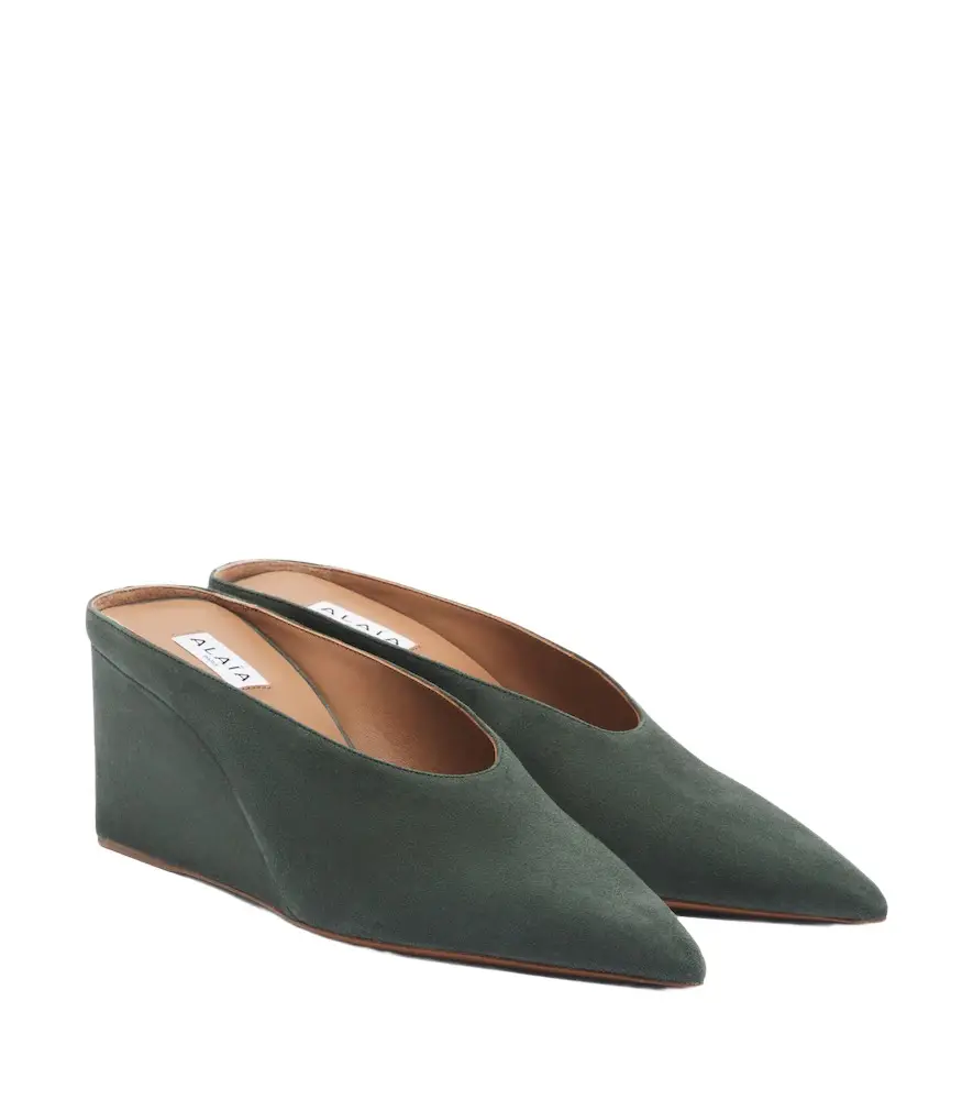 Alaïa Alaïa Cube suede wedge mules | Image 1 Alaïa Alaïa Cube suede wedge mules | Image 1
