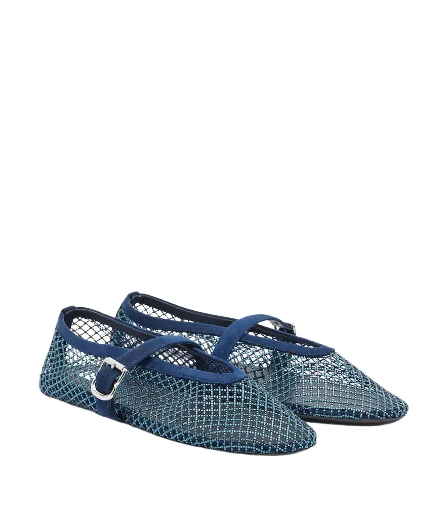 Alaïa Alaïa Embellished suede-trimmed Mary Jane flats | Image 1 Alaïa Alaïa Embellished suede-trimmed Mary Jane flats | Image 1