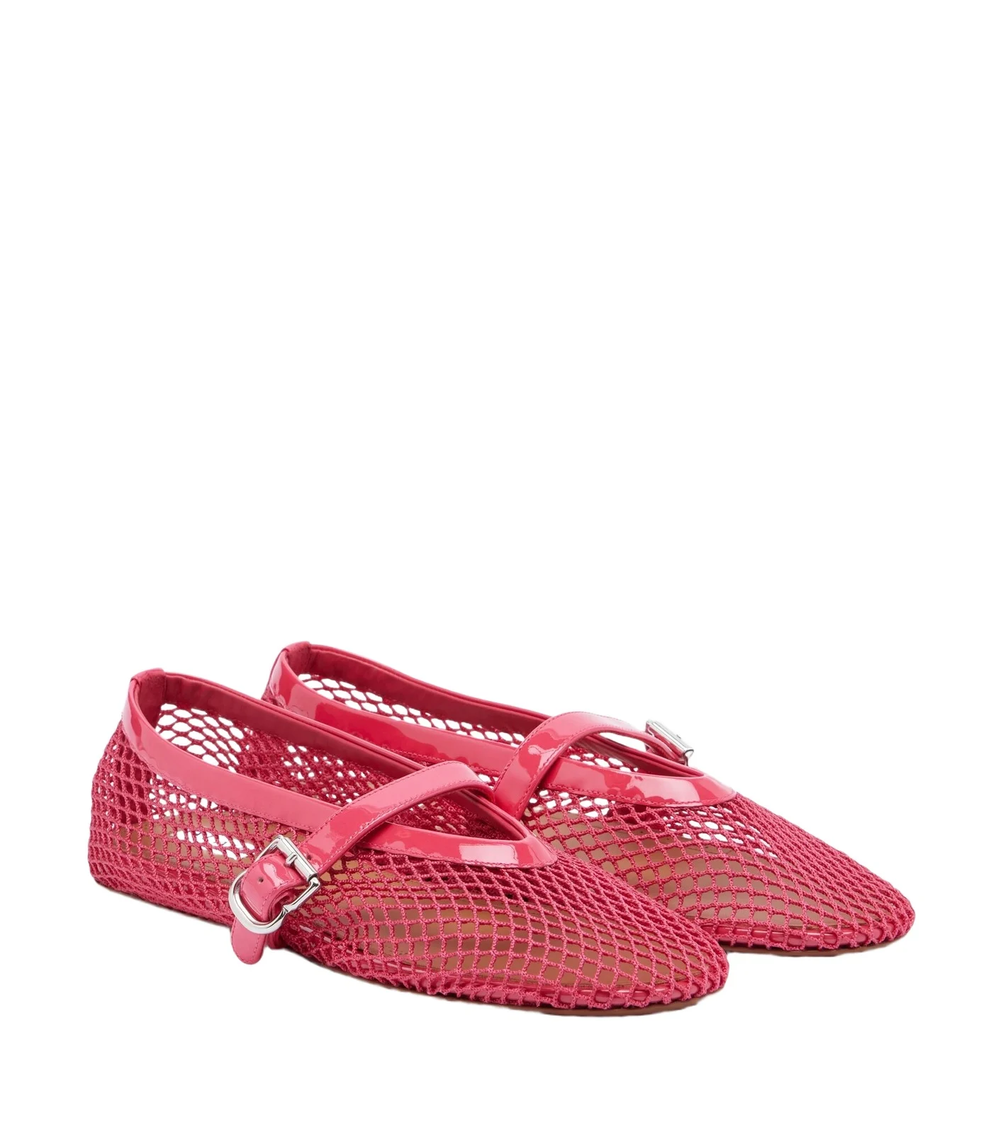 Alaïa Alaïa Leather-trimmed fishnet Mary Jane flats