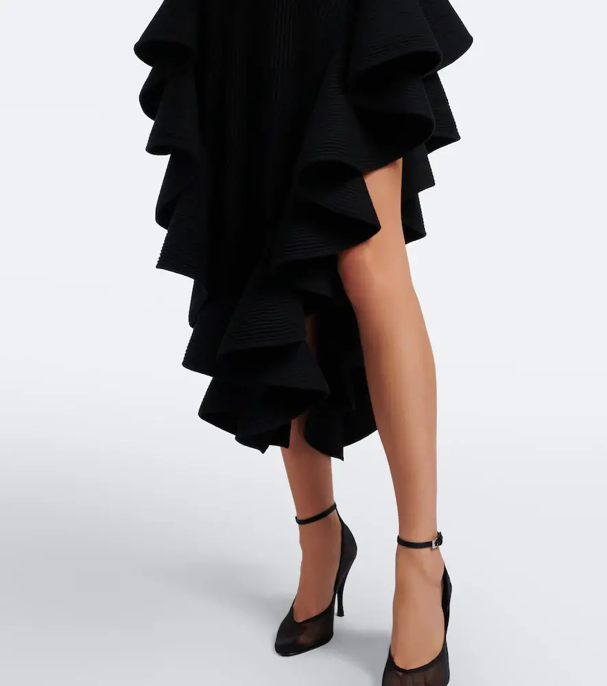 ALAÏA ALAÏA Ruffled wool-blend midi dress | Thumbnail 3 ALAÏA ALAÏA Ruffled wool-blend midi dress | Thumbnail 3