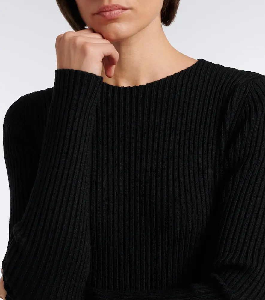 ALAÏA ALAÏA Ruffled wool-blend midi dress | Thumbnail 4 ALAÏA ALAÏA Ruffled wool-blend midi dress | Thumbnail 4