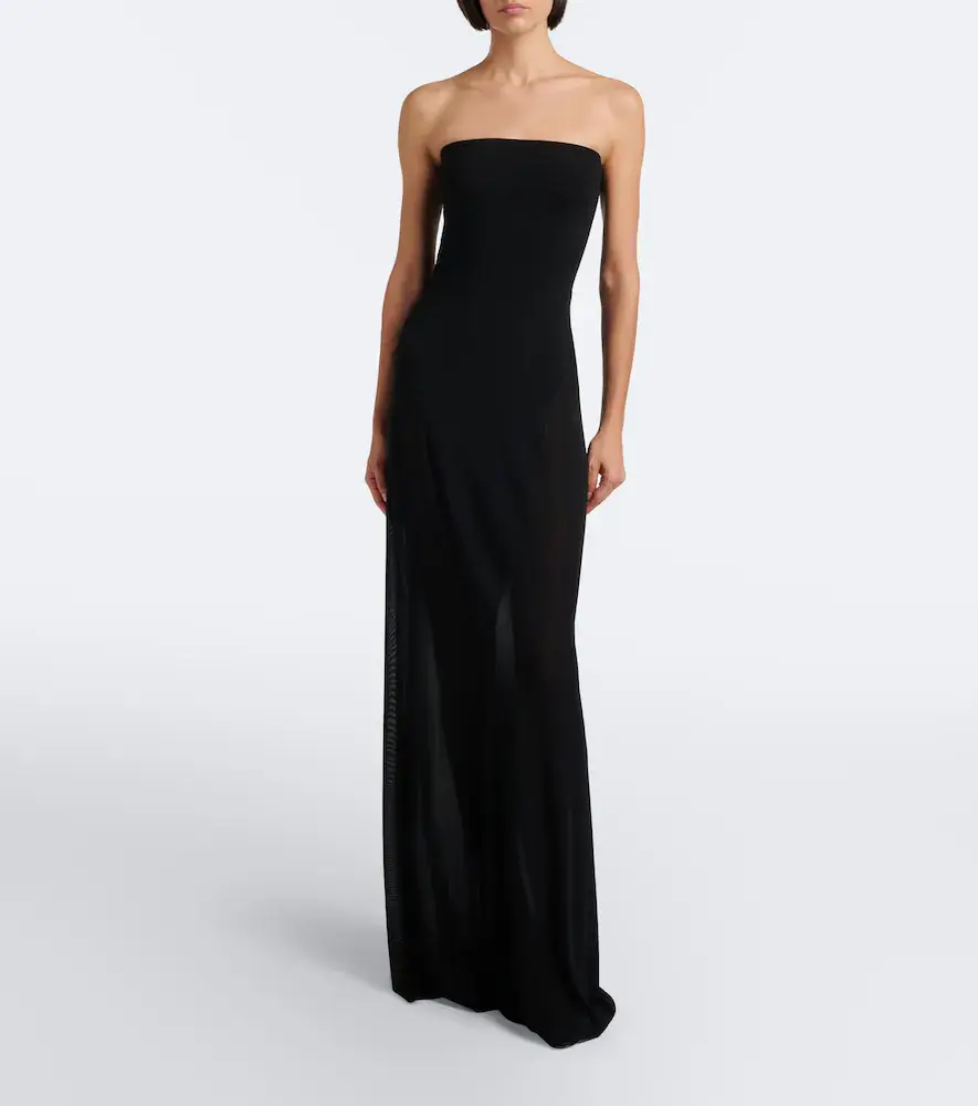 Alaïa Alaïa Strapless jersey and mesh maxi dress | Thumbnail 2 Alaïa Alaïa Strapless jersey and mesh maxi dress | Thumbnail 2
