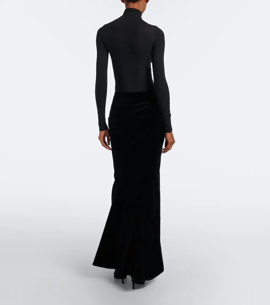 Alaïa Alaïa Cotton velvet maxi skirt | Thumbnail 2 Alaïa Alaïa Cotton velvet maxi skirt | Thumbnail 2
