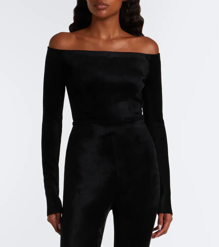 ALAÏA Off-shoulder velvet bodysuit | Thumbnail 2 ALAÏA Off-shoulder velvet bodysuit | Thumbnail 2