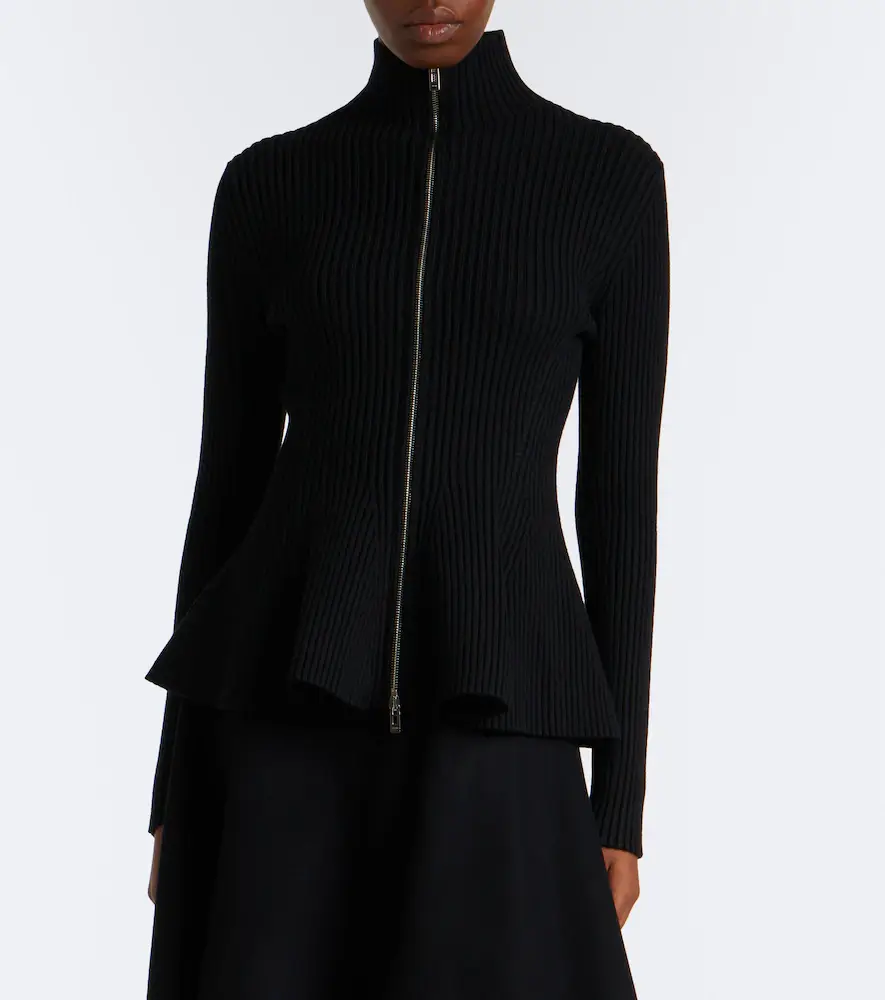 Alaïa Alaïa Peplum wool-blend zip-up cardigan | Thumbnail 2 Alaïa Alaïa Peplum wool-blend zip-up cardigan | Thumbnail 2