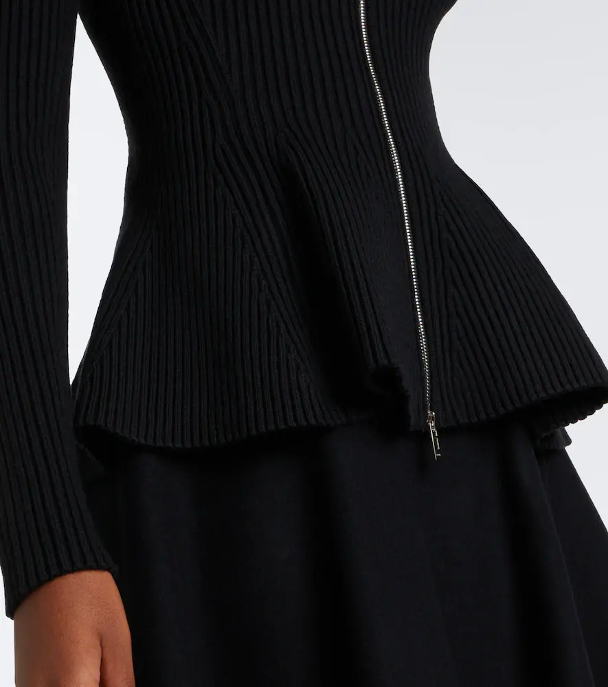 Alaïa Alaïa Peplum wool-blend zip-up cardigan | Thumbnail 4 Alaïa Alaïa Peplum wool-blend zip-up cardigan | Thumbnail 4
