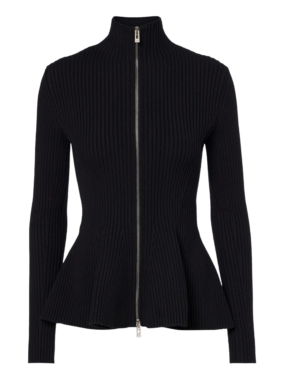 Alaïa Peplum wool-blend zip-up cardigan