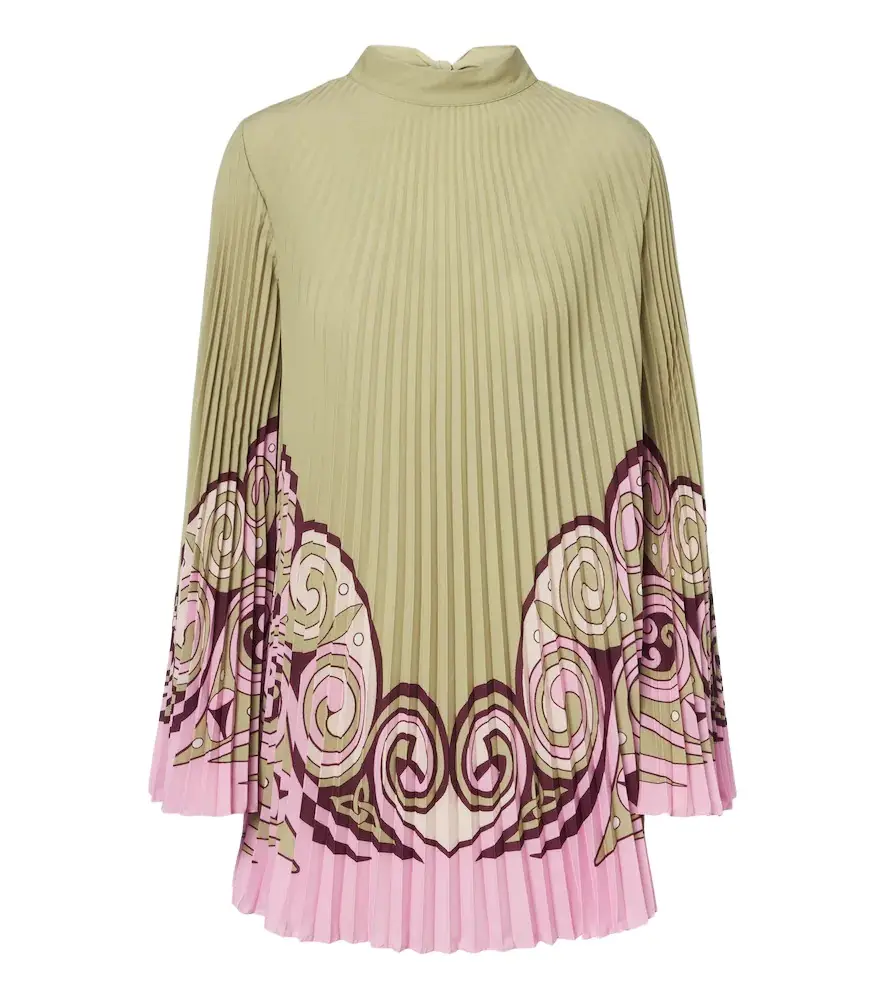 La DoubleJ Kells Swirl plissé crêpe de chine minidress