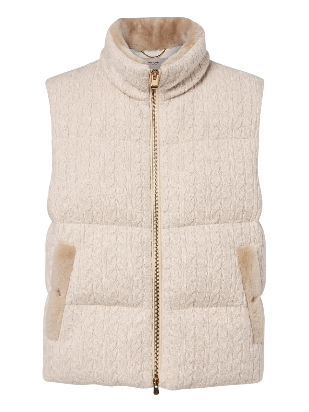 AGNONA Cable-knit cashmere puffer vest