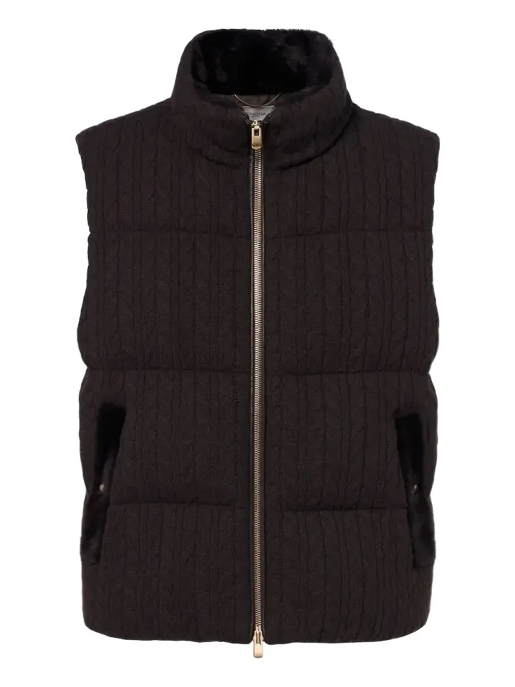 Cable-knit cashmere puffer vest Cable-knit cashmere puffer vest