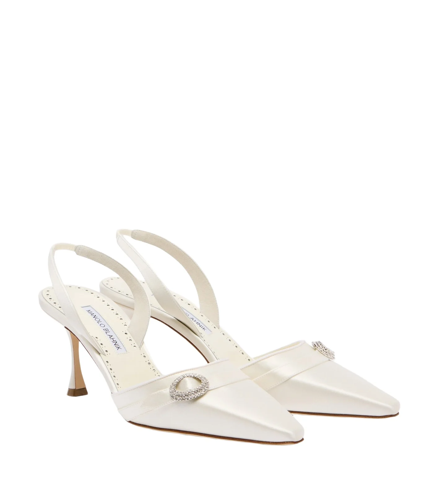 Manolo Blahnik Zutoslipla embellished satin slingback pumps