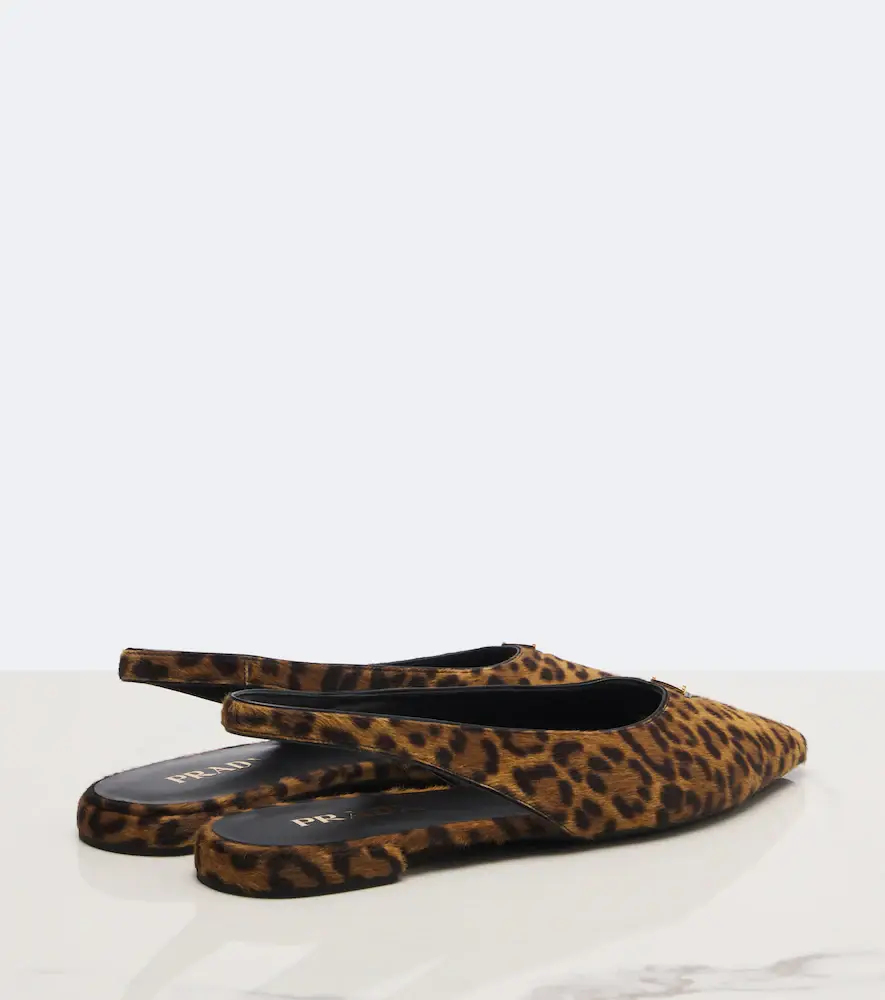 Prada Leopard-print calf hair slingback flats | Thumbnail 2