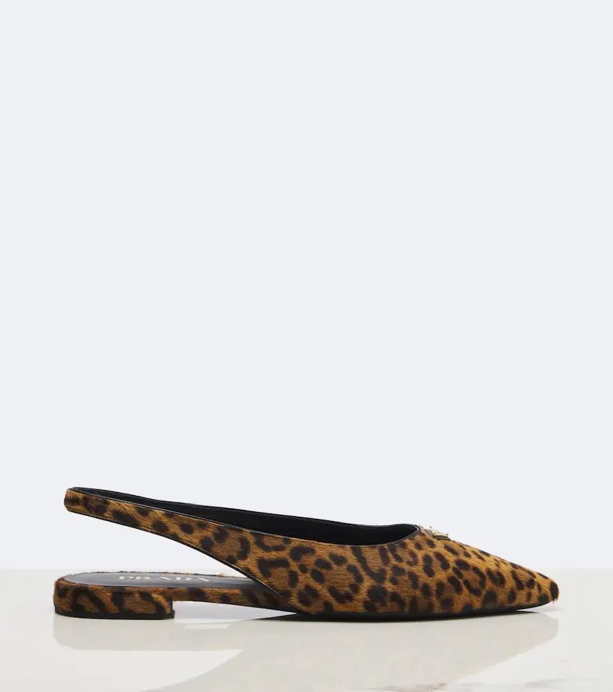 Prada Leopard-print calf hair slingback flats | Thumbnail 3