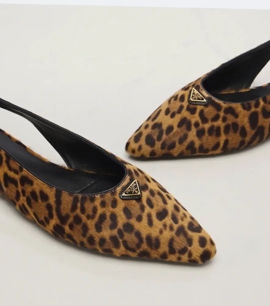 Prada Leopard-print calf hair slingback flats | Thumbnail 4