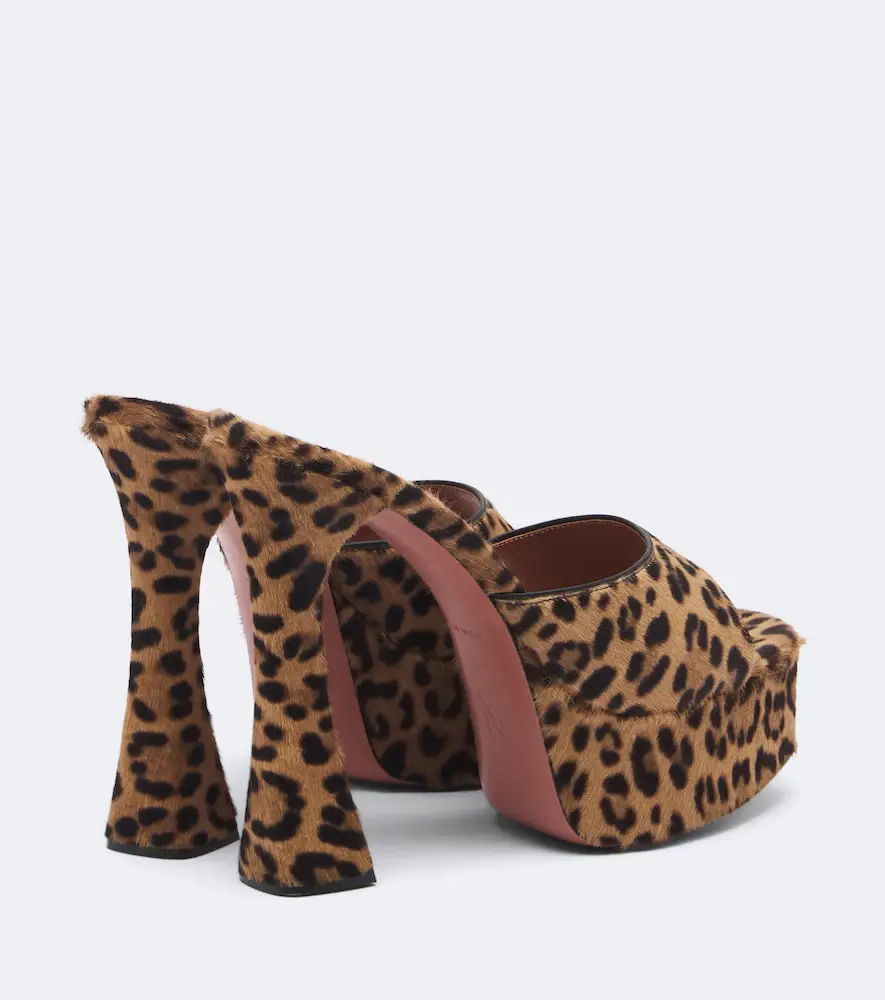 Amina Muaddi Dalida calf hair platform mules | Thumbnail 4