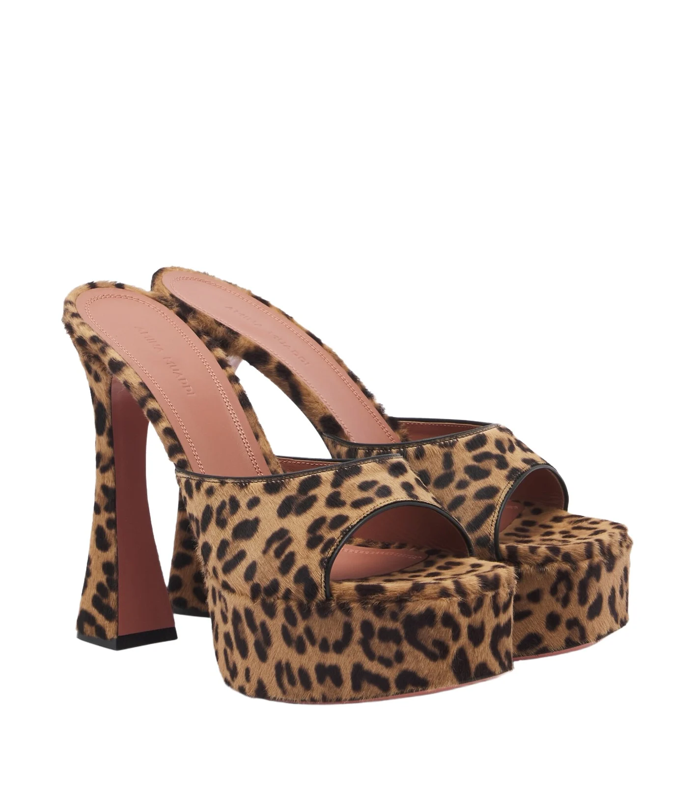 Amina Muaddi Dalida calf hair platform mules
