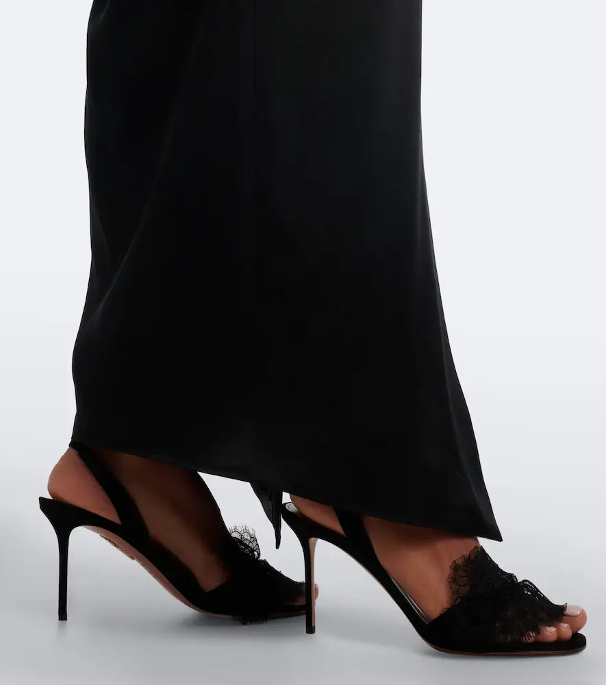 Aquazzura Lover lace-trimmed suede slingback sandals | Thumbnail 6