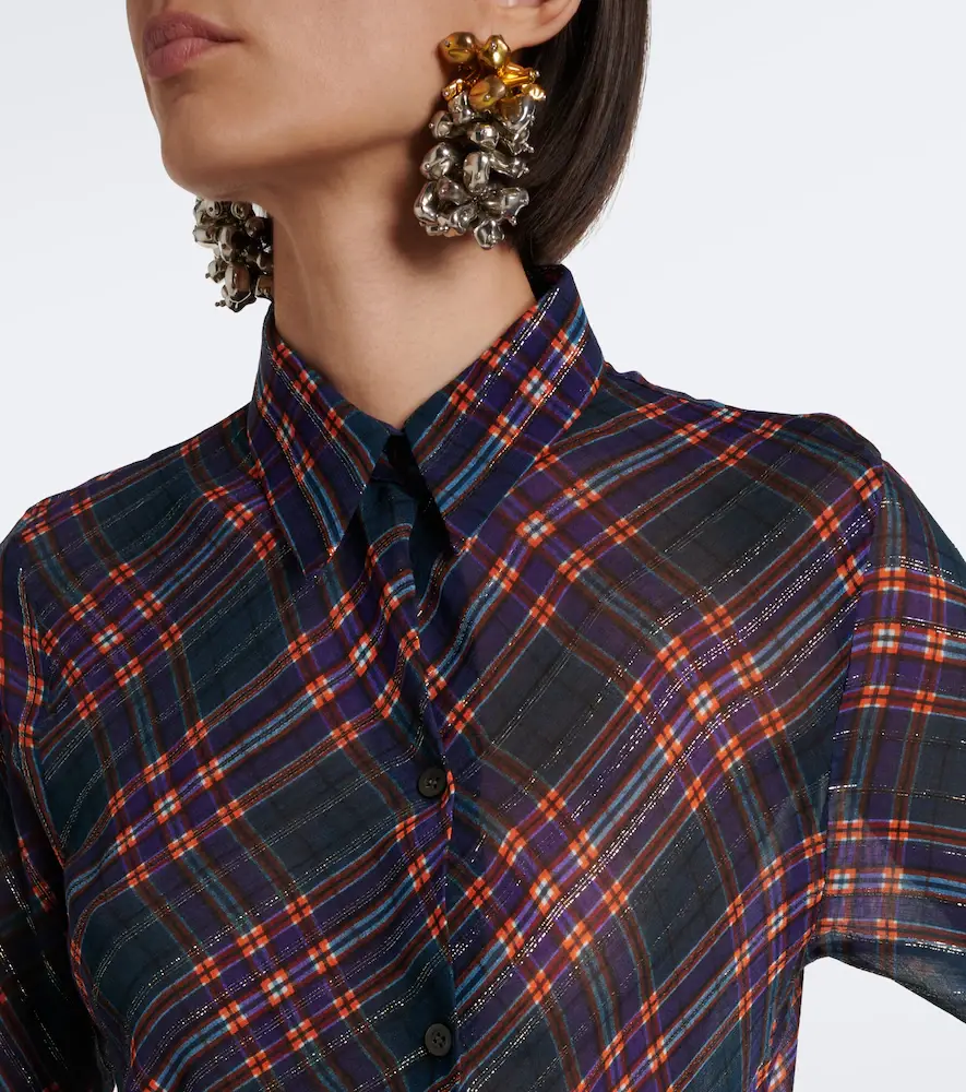Dries Van Noten Checked lamé shirt dress | Thumbnail 6