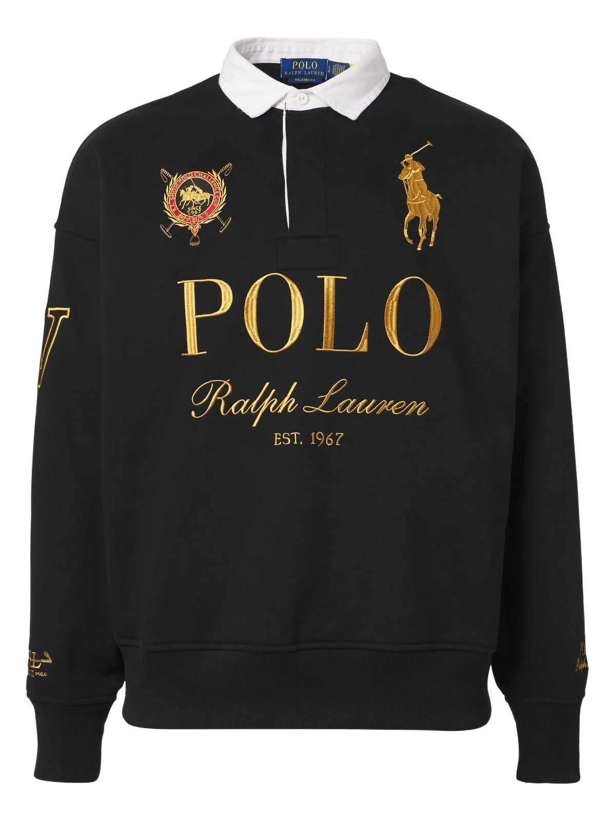 Logo cotton-blend fleece polo sweater Logo cotton-blend fleece polo sweater