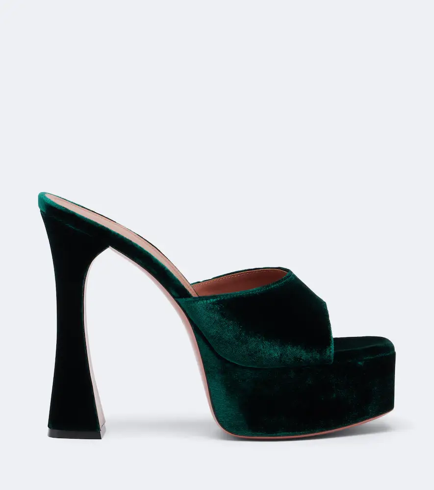 Amina Muaddi Dalida velvet platform mules | Thumbnail 3 Amina Muaddi Dalida velvet platform mules | Thumbnail 3