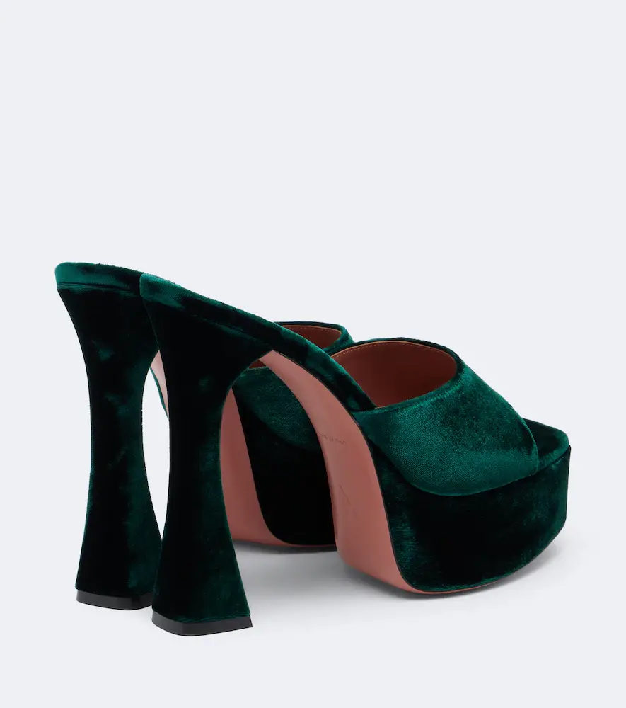 Amina Muaddi Dalida velvet platform mules | Thumbnail 4 Amina Muaddi Dalida velvet platform mules | Thumbnail 4