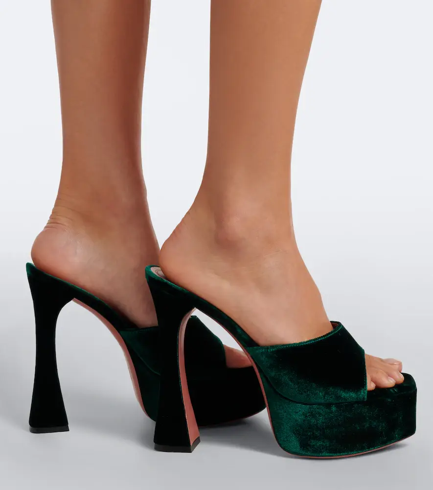 Amina Muaddi Dalida velvet platform mules | Thumbnail 5 Amina Muaddi Dalida velvet platform mules | Thumbnail 5
