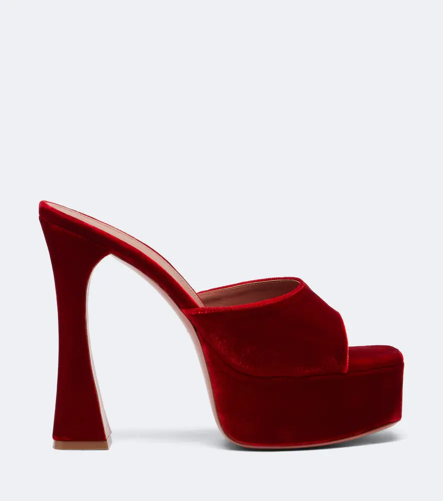 Amina Muaddi Dalida velvet platform mules | Thumbnail 2 Amina Muaddi Dalida velvet platform mules | Thumbnail 2