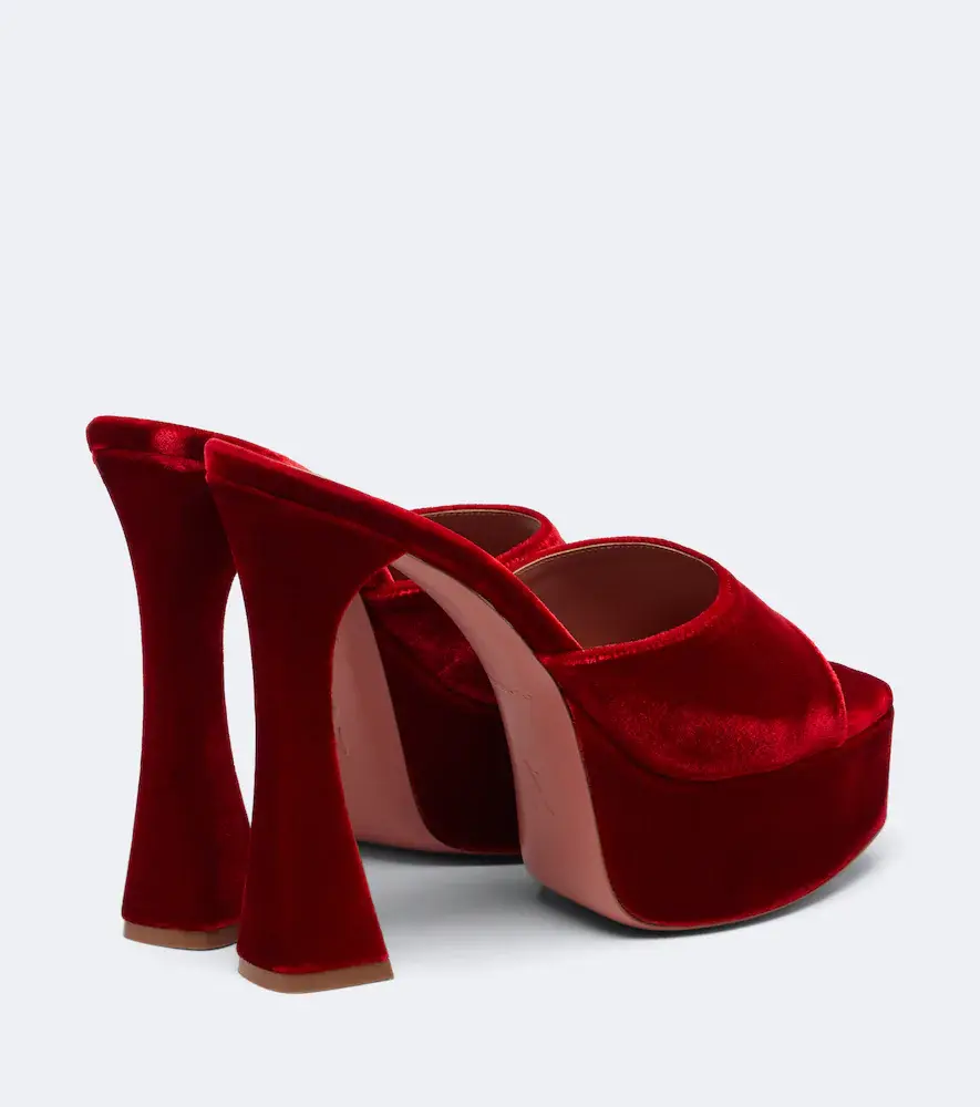Amina Muaddi Dalida velvet platform mules | Thumbnail 3 Amina Muaddi Dalida velvet platform mules | Thumbnail 3