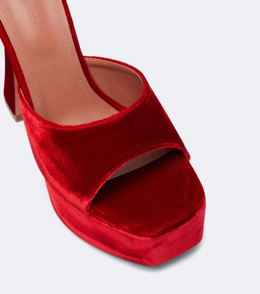 Amina Muaddi Dalida velvet platform mules | Thumbnail 4 Amina Muaddi Dalida velvet platform mules | Thumbnail 4