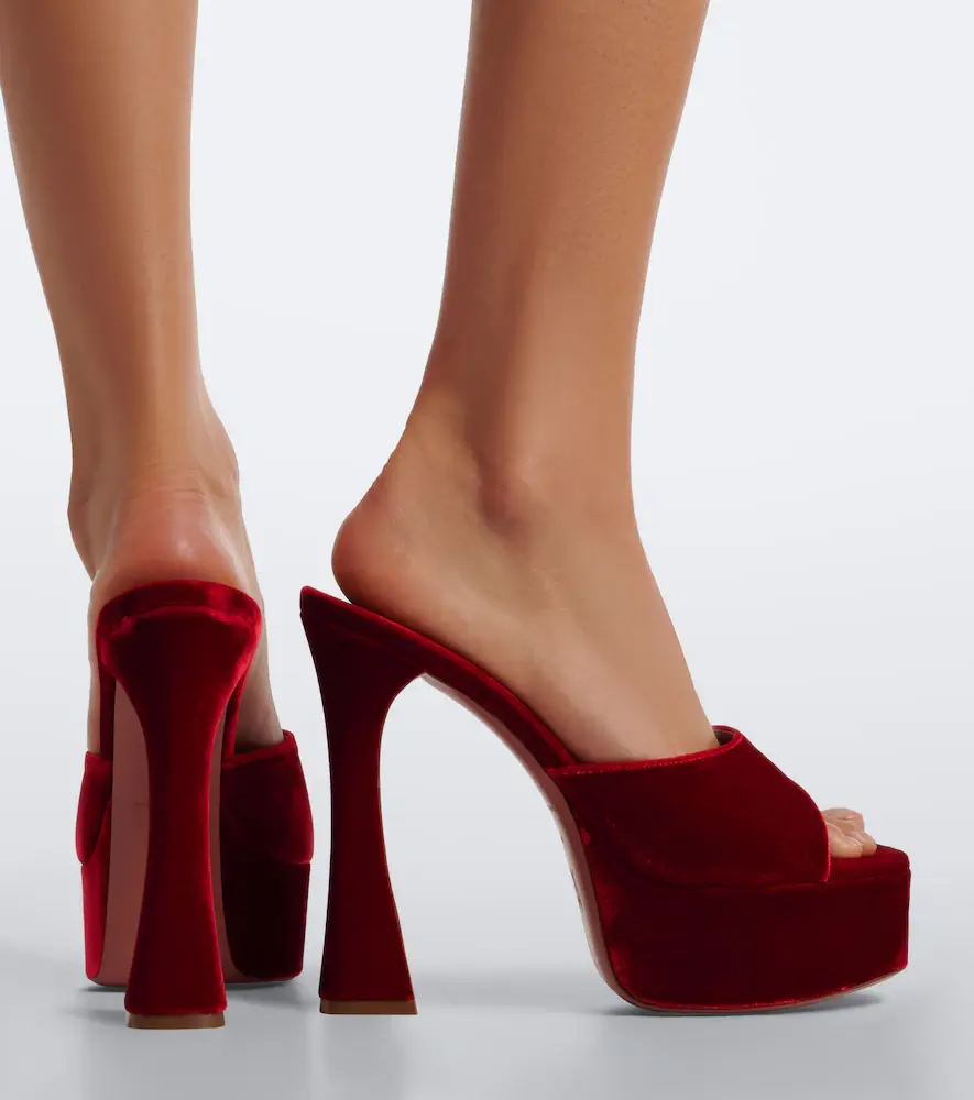 Amina Muaddi Dalida velvet platform mules | Thumbnail 5 Amina Muaddi Dalida velvet platform mules | Thumbnail 5