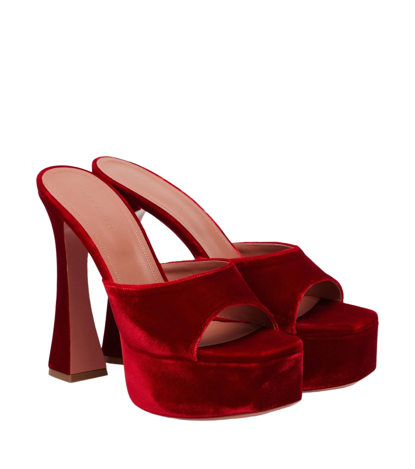 Amina Muaddi Dalida velvet platform mules