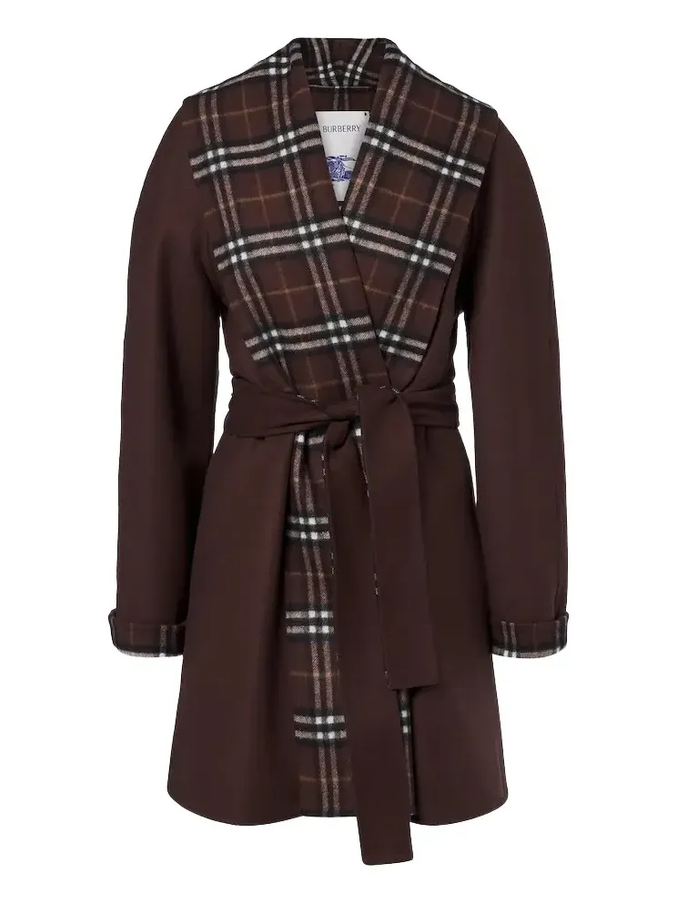 Check belted wool coat Check belted wool coat