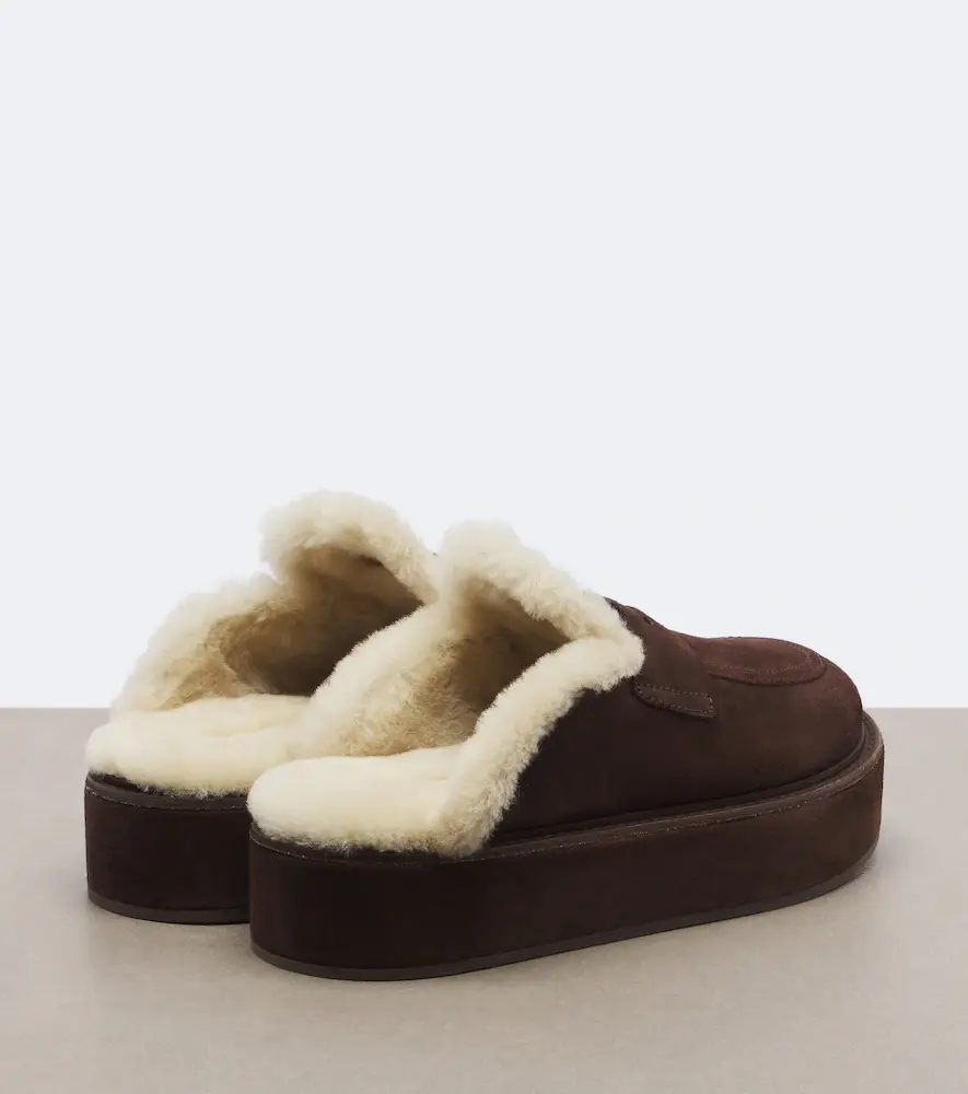 Miu Miu Shearling-lined suede platform mules | Thumbnail 4 Miu Miu Shearling-lined suede platform mules | Thumbnail 4