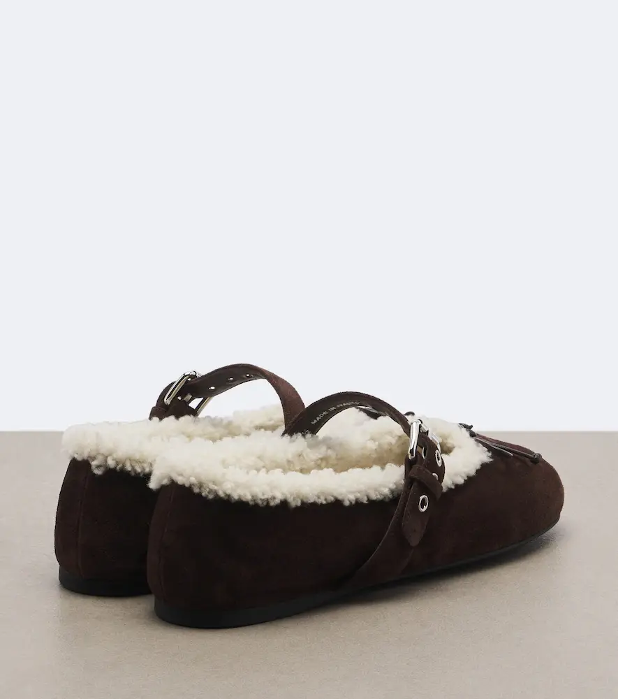 Miu Miu Shearling-lined suede ballet flats | Thumbnail 3 Miu Miu Shearling-lined suede ballet flats | Thumbnail 3