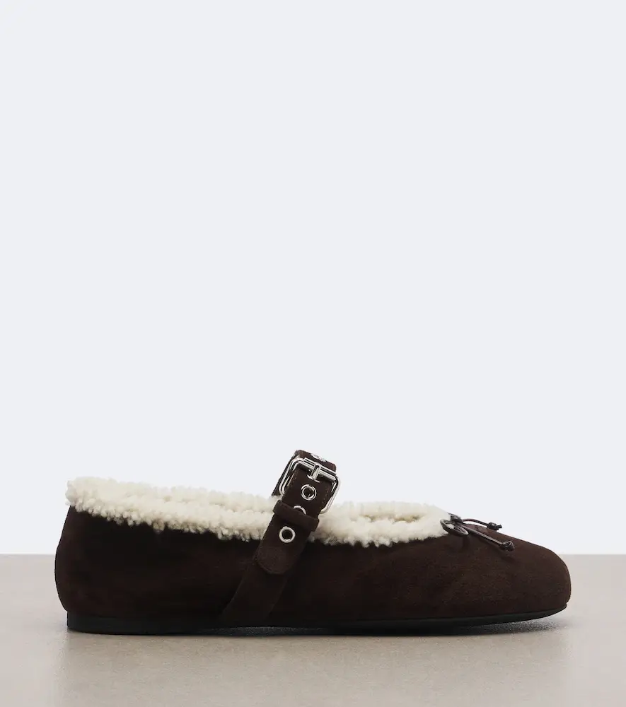 Miu Miu Shearling-lined suede ballet flats | Thumbnail 4 Miu Miu Shearling-lined suede ballet flats | Thumbnail 4