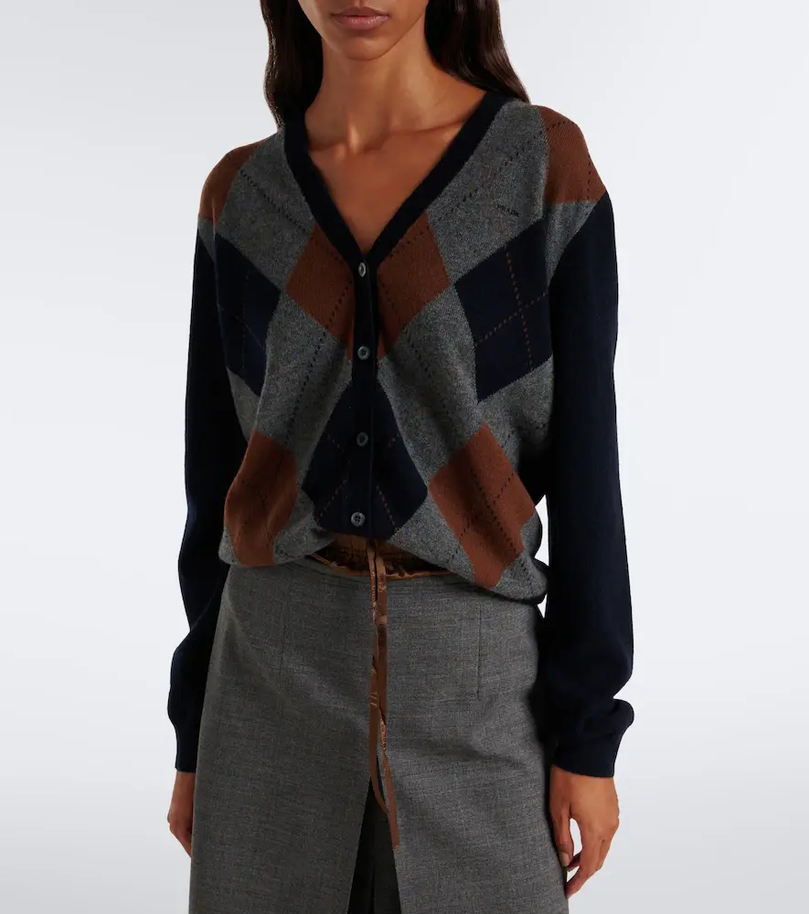 Prada Argyle cashmere cardigan | Thumbnail 2 Prada Argyle cashmere cardigan | Thumbnail 2