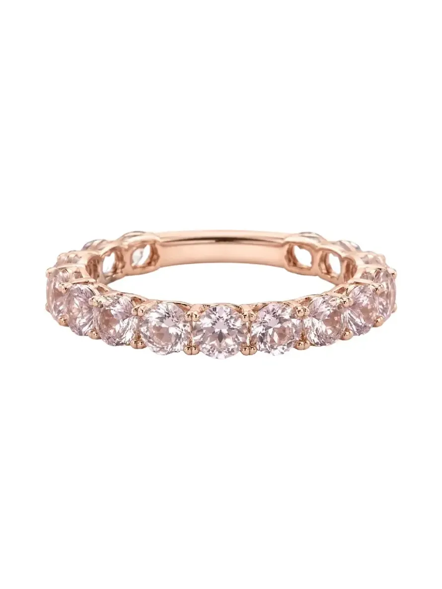 7.95ct Kunzite 18K Gold Almost Eternity Band Ring