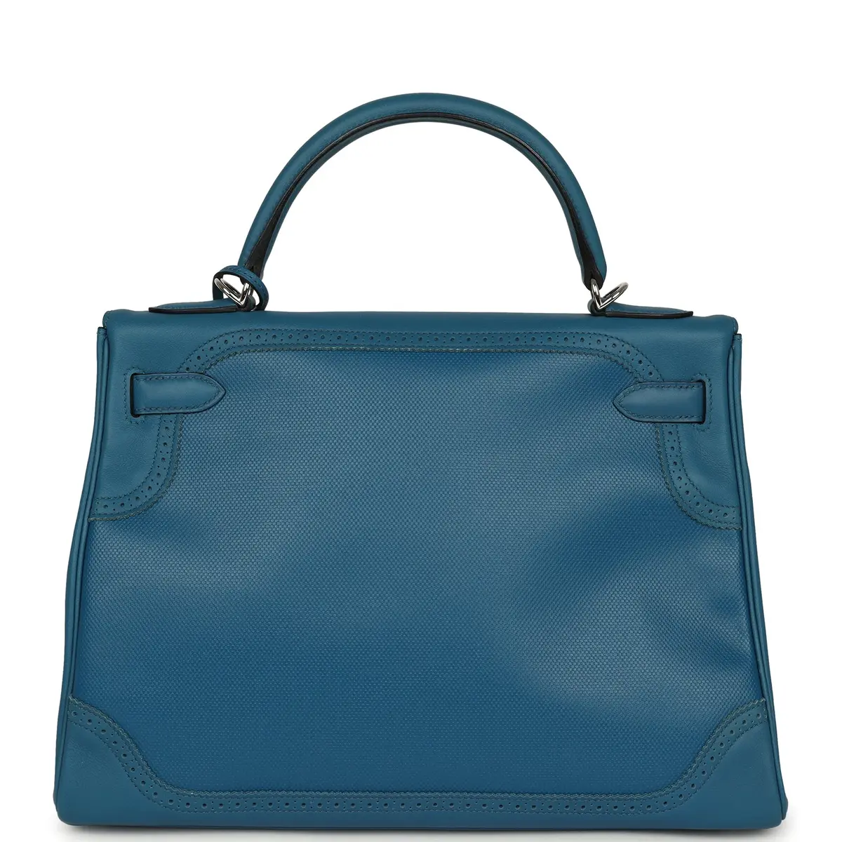 HERMÈS Pre-owned Hermes Ghillies Kelly Retourne 32 Bleu De Galice Swift, Grain D'H Palladium Hardware | Thumbnail 4 HERMÈS Pre-owned Hermes Ghillies Kelly Retourne 32 Bleu De Galice Swift, Grain D'H Palladium Hardware | Thumbnail 4