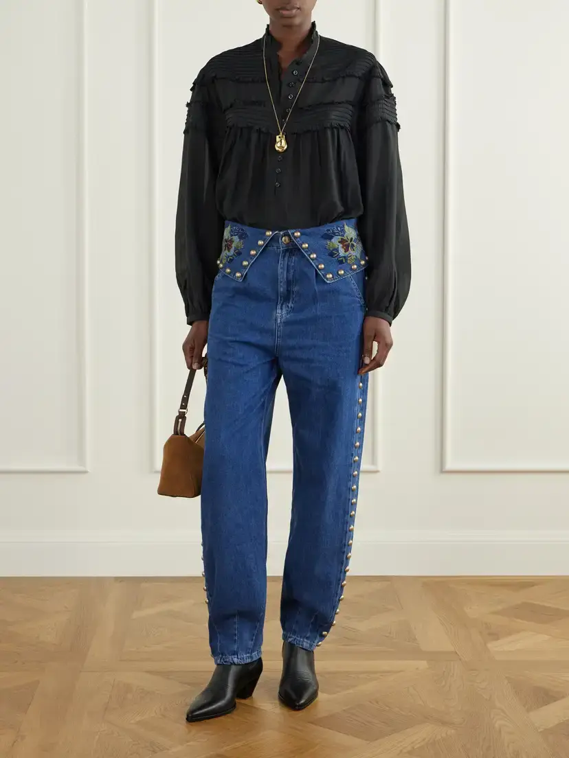Farm Rio Studded Embroidered Mid-rise Straight-leg Jeans | Thumbnail 2