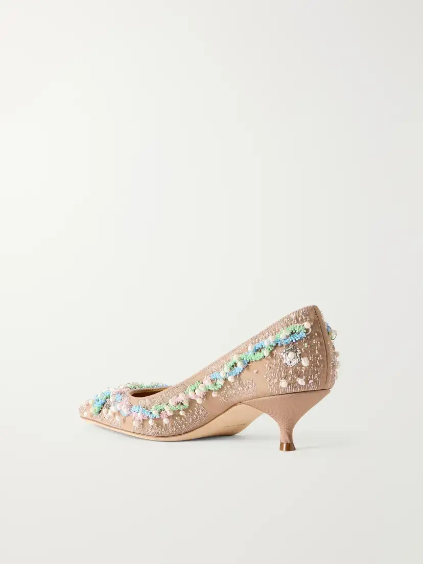 Tory Burch 45 Bead-embellished Canvas Pumps | Thumbnail 3 Tory Burch 45 Bead-embellished Canvas Pumps | Thumbnail 3